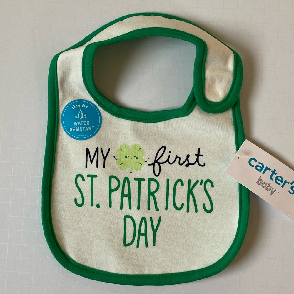 St. Patrick’s Day Bib NWT Infant NEW Carter’s Baby Girls Boys Green Irish